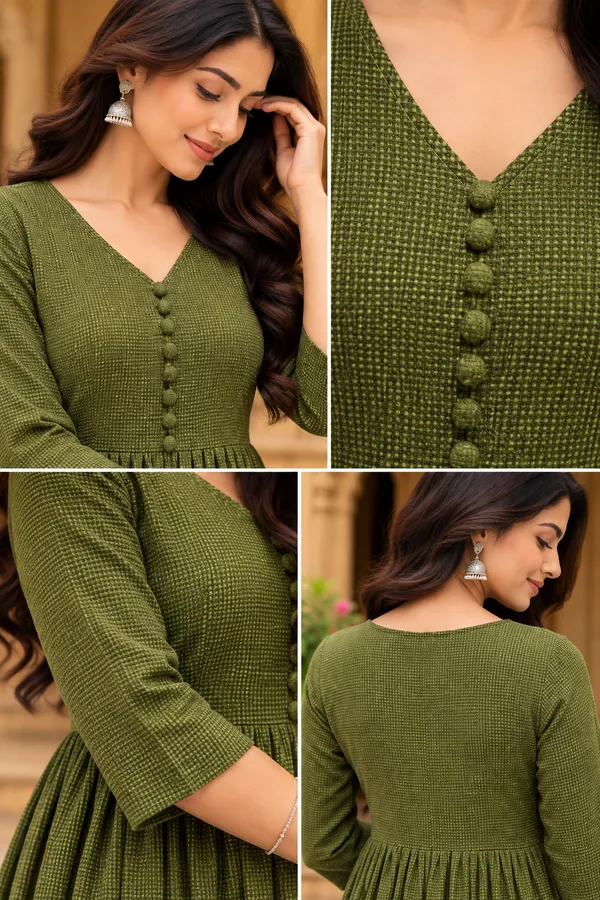 Olive_Green_Textured_Flared_Kurta_Set_for_Women