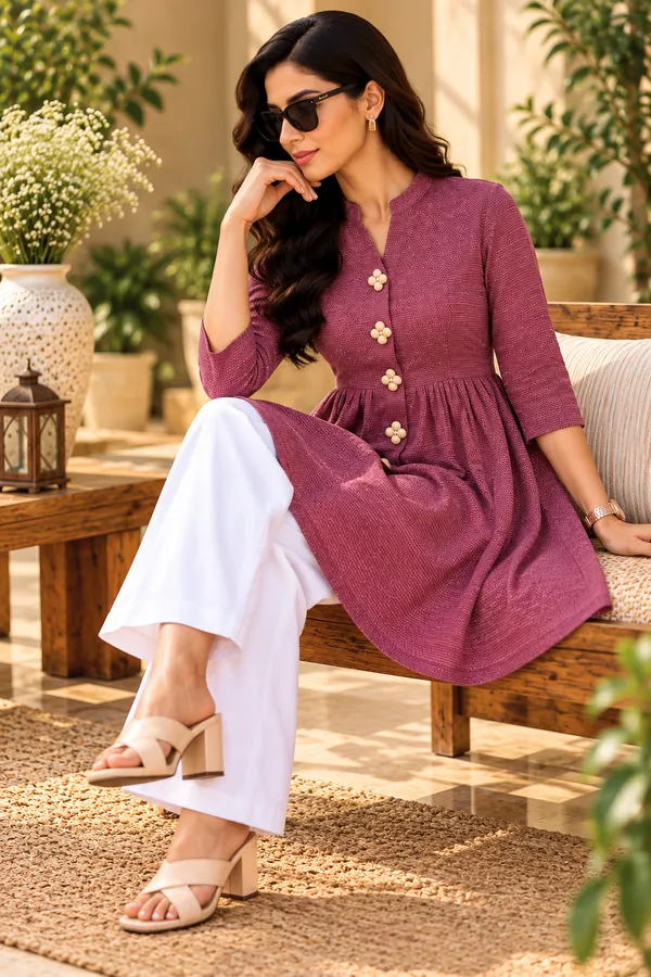 Pink_Textured_Flared_Kurti_for_Women