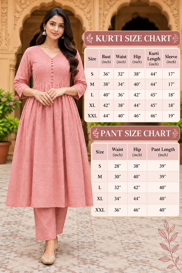 Pink_Textured_Anarkali_Kurti_Set_for_Women