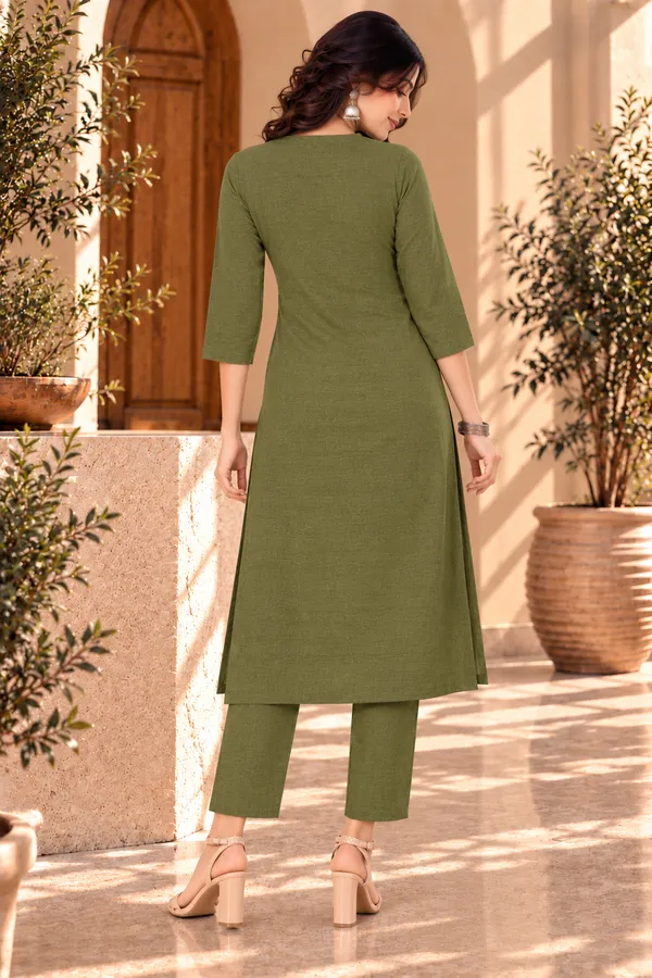 Olive_Green_Textured_Straight_Kurta_Set_for_Women