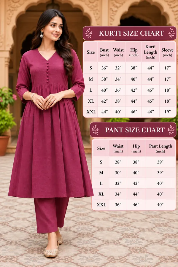Burgundy_Textured_Anarkali_Kurta_For_Women