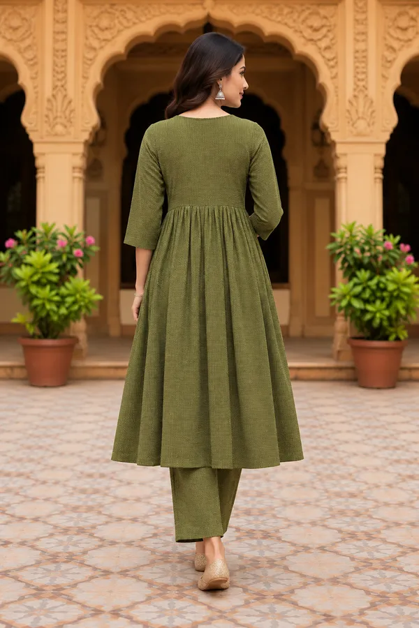 Olive_Green_Textured_Flared_Kurta_Set_for_Women