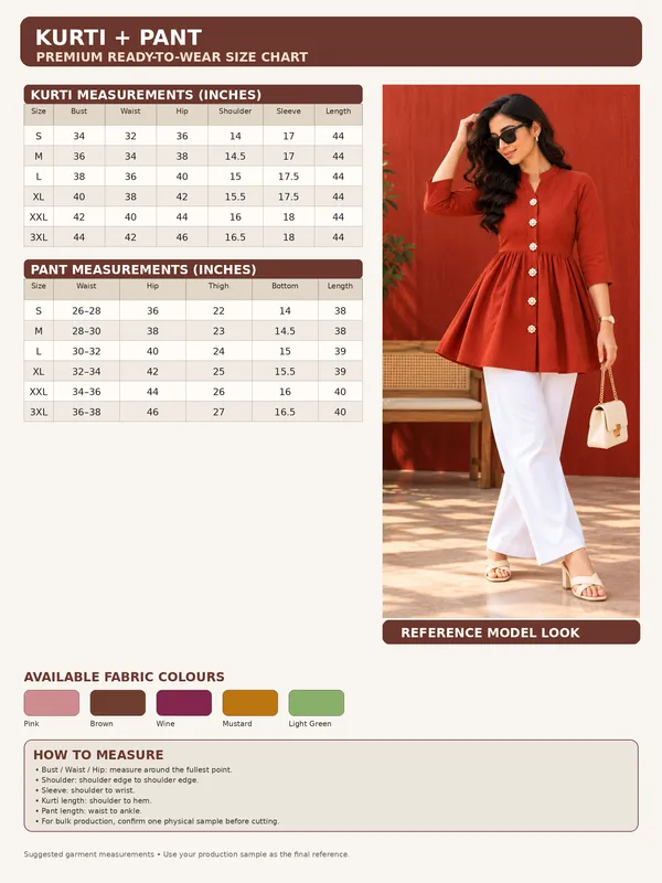 Brown_Flared_Kurti_Pant_Set_For_Women