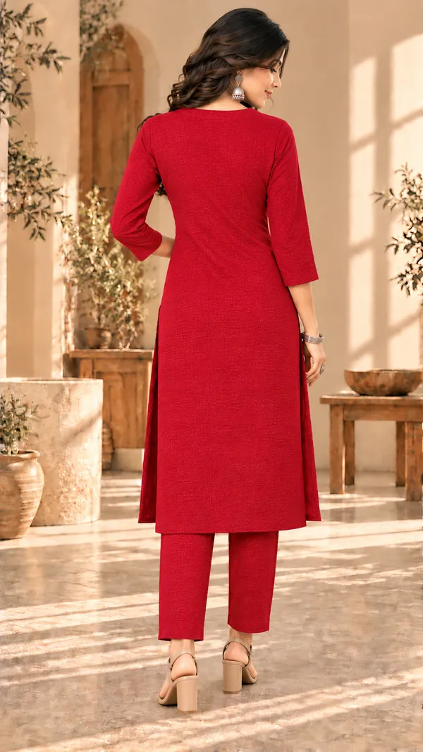 Red_Textured_Straight_Kurta_Set_for_Women