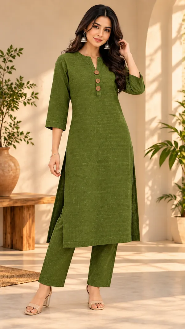 Green_Textured_Straight_Kurta_for_Women