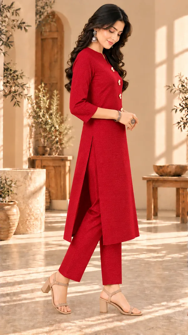 Red_Textured_Straight_Kurta_Set_for_Women