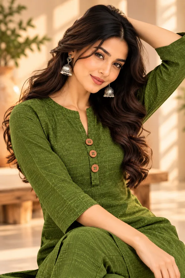 Green_Textured_Straight_Kurta_for_Women