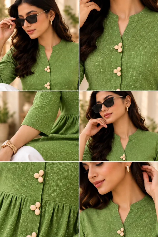 Green_Textured_Flared_Kurti_For_Women