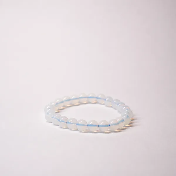 White_Opalite_Crystal_Beaded_Stretch_Bracelet_For_Unisex