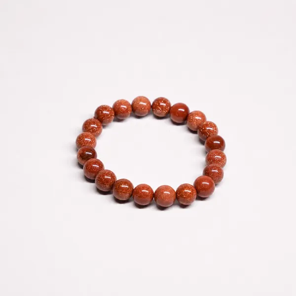 Orange_Red_Sunstone_Gemstone_Stretch_Bracelet_For_Unisex