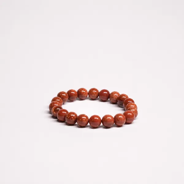 Orange_Red_Sunstone_Gemstone_Stretch_Bracelet_For_Unisex