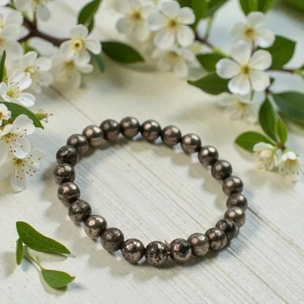 Silver_Pyrite_Beaded_Bracelet_For_Unisex