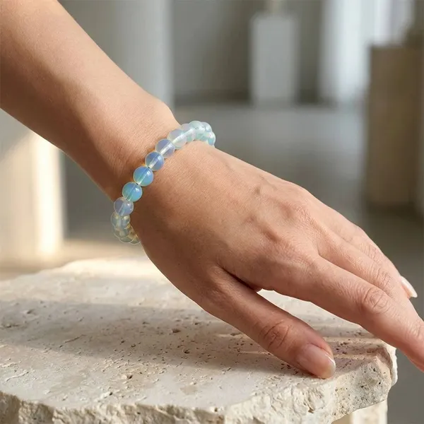 White_Opalite_Solo_Bead_Bracelet_For_Unisex
