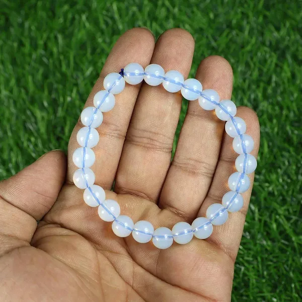 White_Opalite_Solo_Bead_Bracelet_For_Unisex