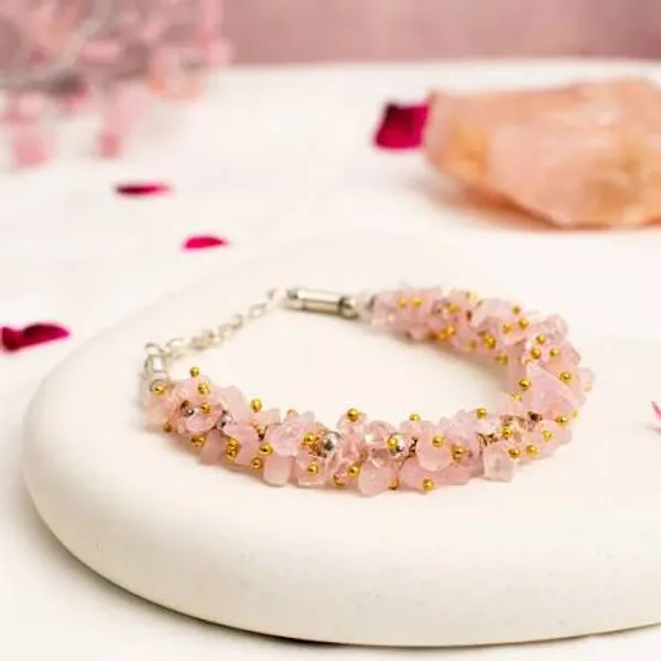 Pink_Rose_Quartz_Chips_Stretch_Bracelet