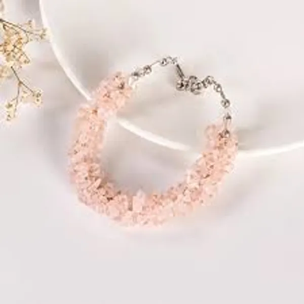 Pink_Rose_Quartz_Chips_Stretch_Bracelet