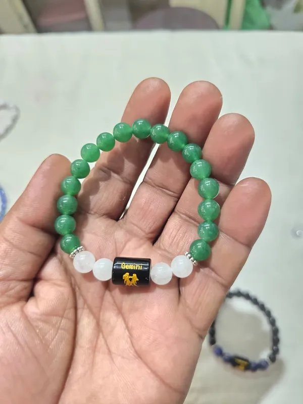 Green_Gemstone_Mithuna_Gemini_Zodiac_Bracelet_For_Unisex