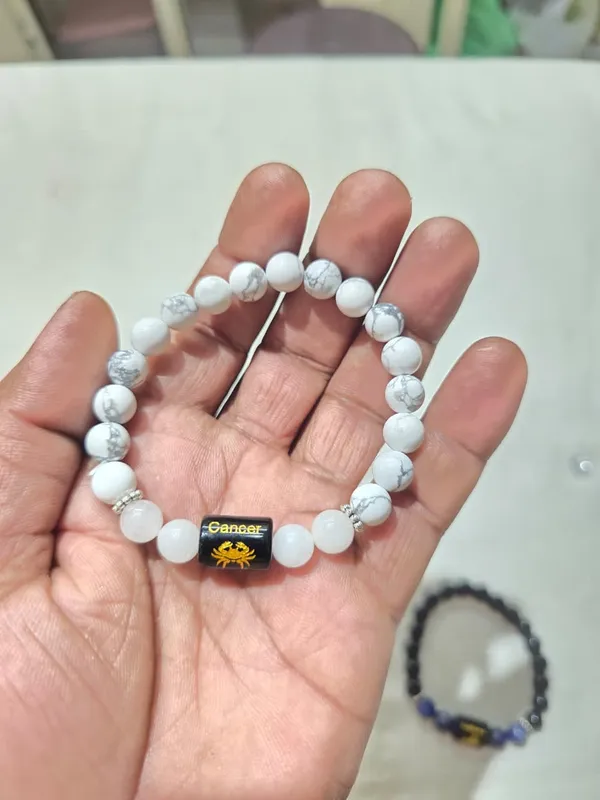 White_Gemstone_Karka_Cancer_Zodiac_Bracelet_For_Unisex