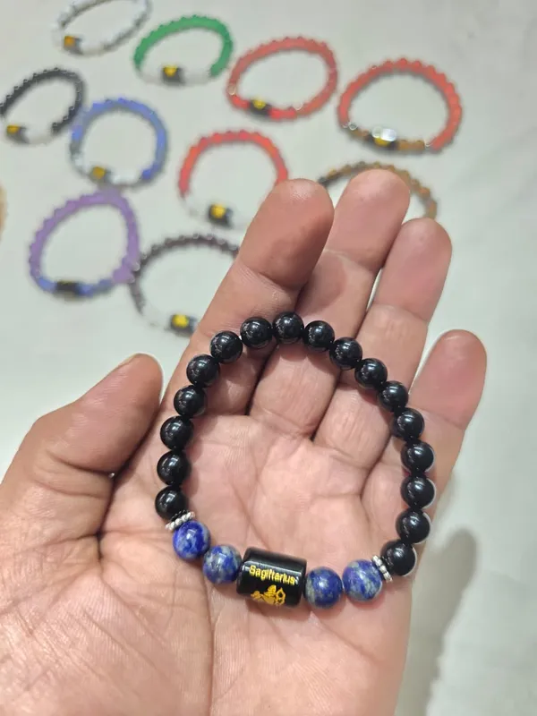 Black_Gemstone_Sagittarius_Zodiac_Bracelet_For_Unisex