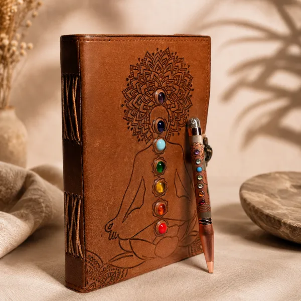 Seven_Chakra_Leather_Hardbound_Journal_With_Metal_Lock_And_Pen
