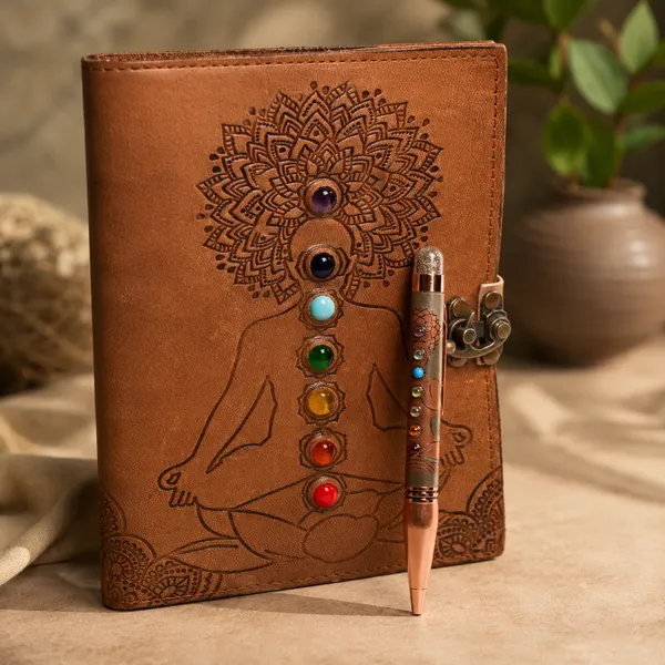 Seven_Chakra_Leather_Hardbound_Journal_With_Metal_Lock_And_Pen