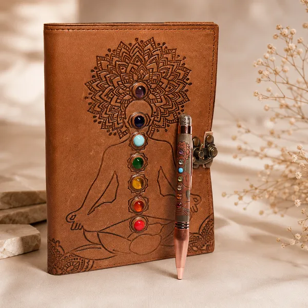 Seven_Chakra_Leather_Hardbound_Journal_With_Metal_Lock_And_Pen