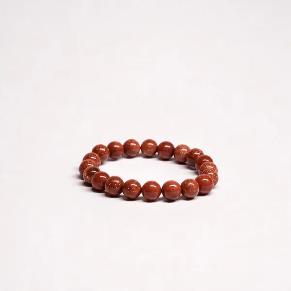 Orange_Red_Sunstone_Gemstone_Stretch_Bracelet_For_Unisex
