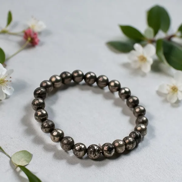 Silver_Pyrite_Beaded_Bracelet_For_Unisex