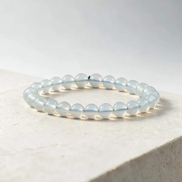 White_Opalite_Solo_Bead_Bracelet_For_Unisex
