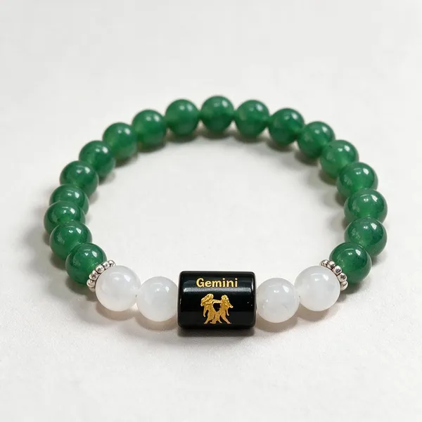 Green_Gemstone_Mithuna_Gemini_Zodiac_Bracelet_For_Unisex