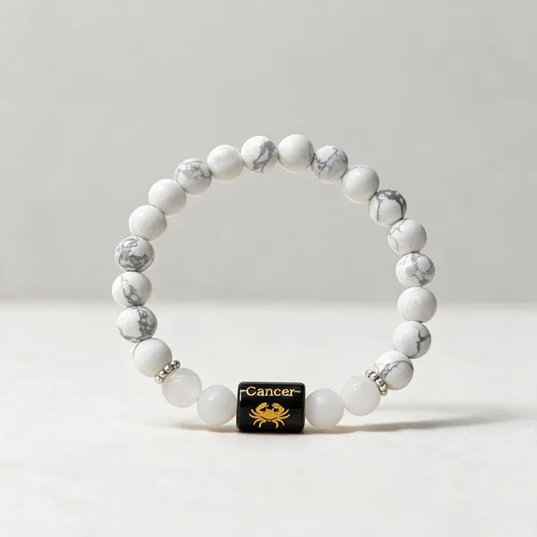 White_Gemstone_Karka_Cancer_Zodiac_Bracelet_For_Unisex
