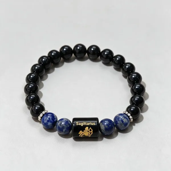 Black_Gemstone_Sagittarius_Zodiac_Bracelet_For_Unisex