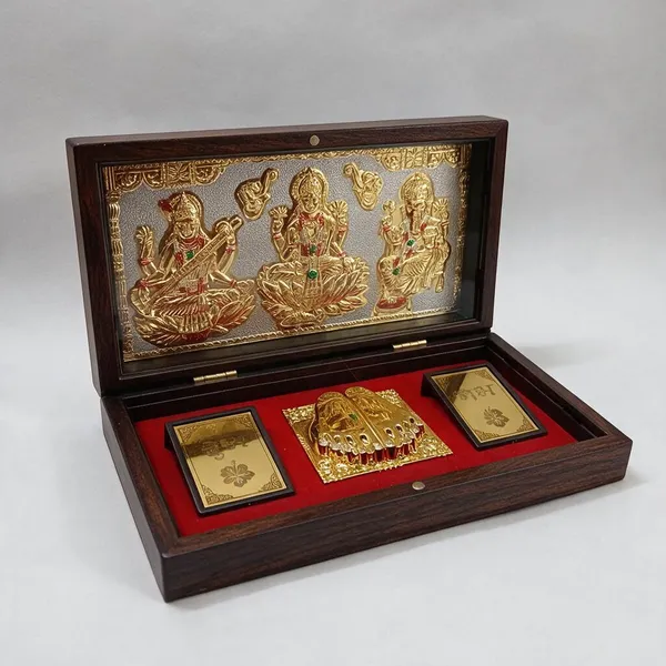 Gold_Plated_Sri_Lakshmi_Ganesh_Vastu_Yantra_Gift_Box_Dark_Brown