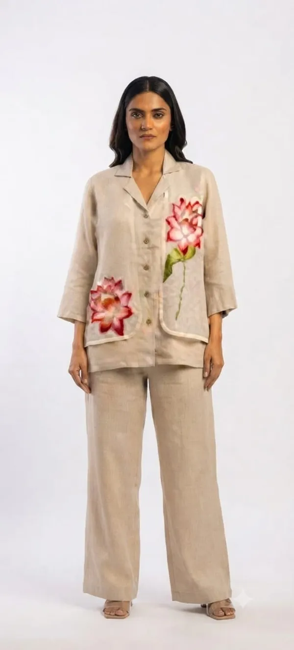 Beige_Cotton_Floral_Embroidered_Relaxed_Fit_Co-Ord_Set_For_Women