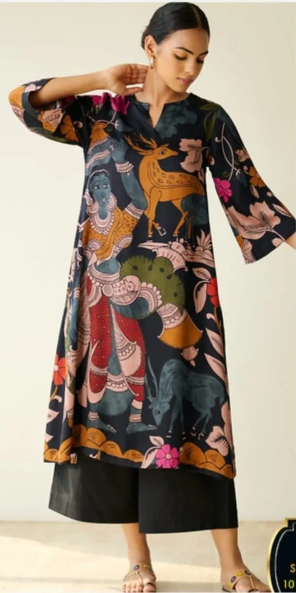 Black_Rayon_Kalamkari_Print_A-Line_Kurta_Set_For_Women