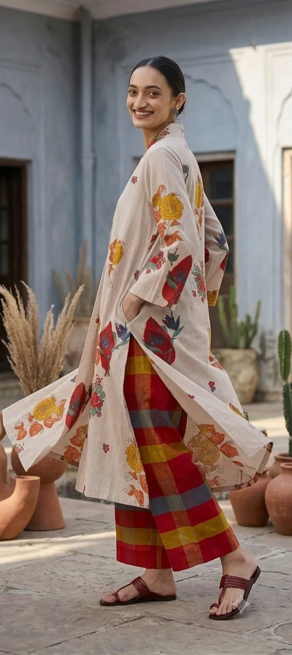 Beige_Cotton_Silk_Floral_Print_Straight_Kurta_Set_For_Women