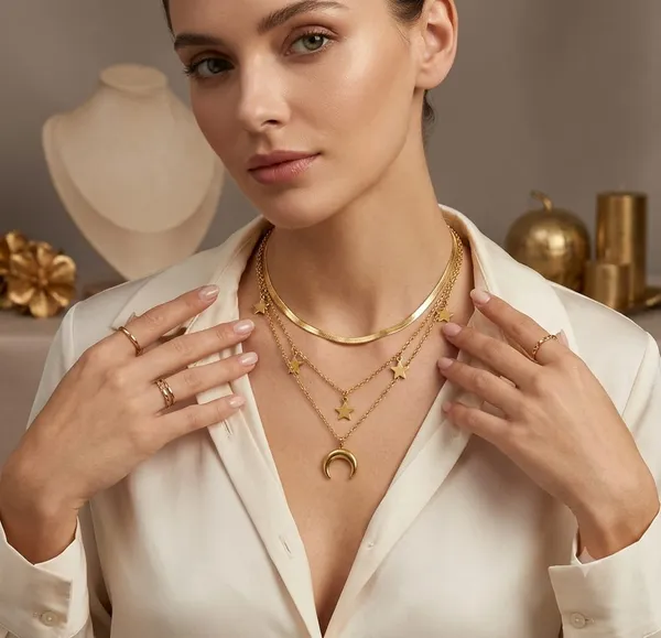Gold_Alloy_Layered_Star_Crescent_Necklace_For_Women