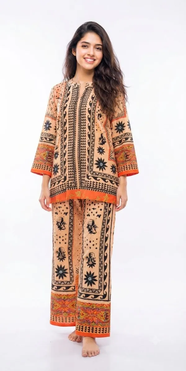 Peach_Rayon_Printed_Relaxed_Fit_Kurta_Palazzo_Set_For_Women