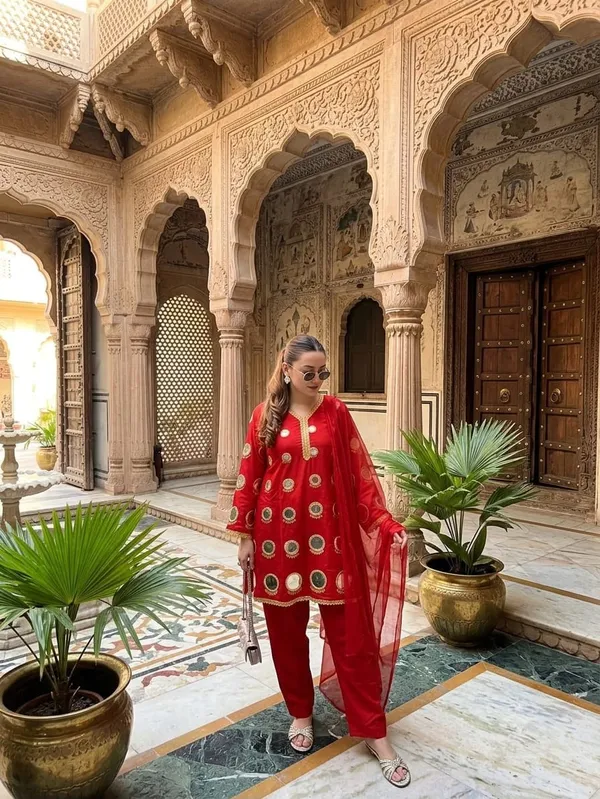 Red_Crepe_Printed_Straight_Kurta_Set_For_Women