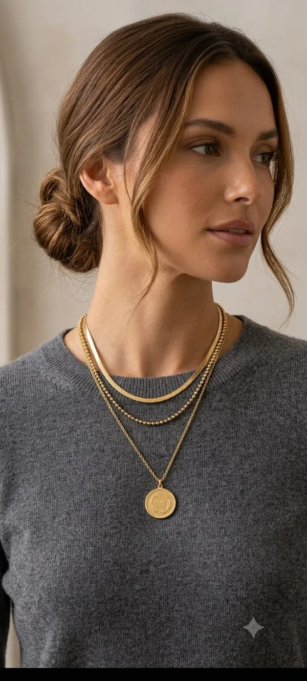 Gold_Alloy_Layered_Coin_Pendant_Necklace_For_Women