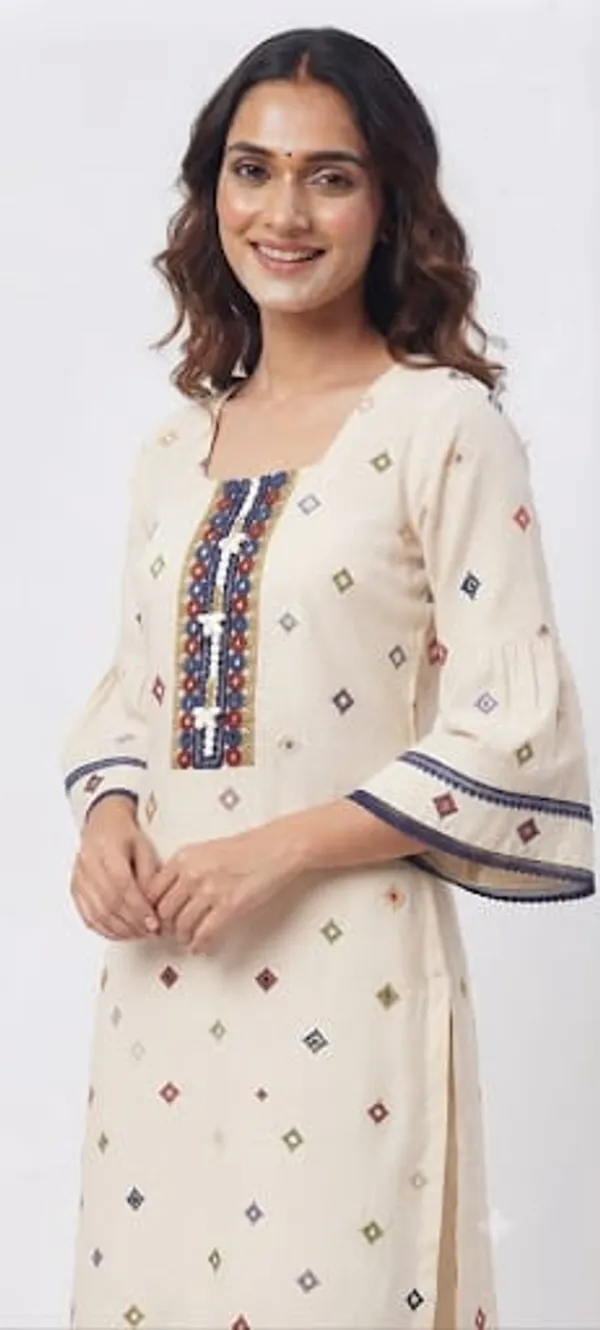 Cream_Cotton_Mirror_Work_Straight_Kurta_For_Women