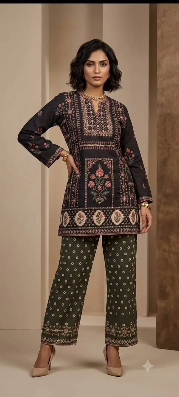 Black_Cotton_Blend_Printed_Straight_Kurta_Set_For_Women