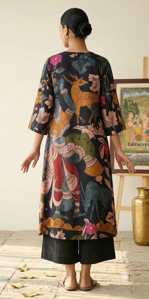 Black_Rayon_Kalamkari_Print_A-Line_Kurta_Set_For_Women