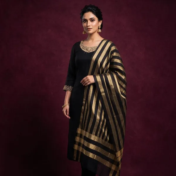 Black_Silk_Straight_Kurta_Set_For_Women