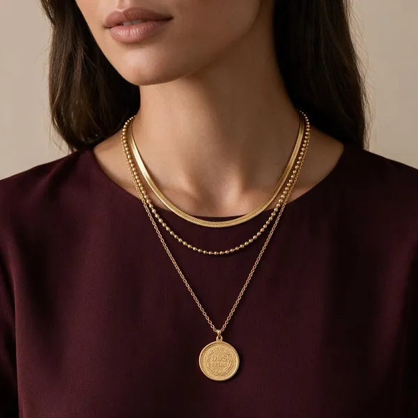 Gold_Alloy_Layered_Coin_Pendant_Necklace_For_Women