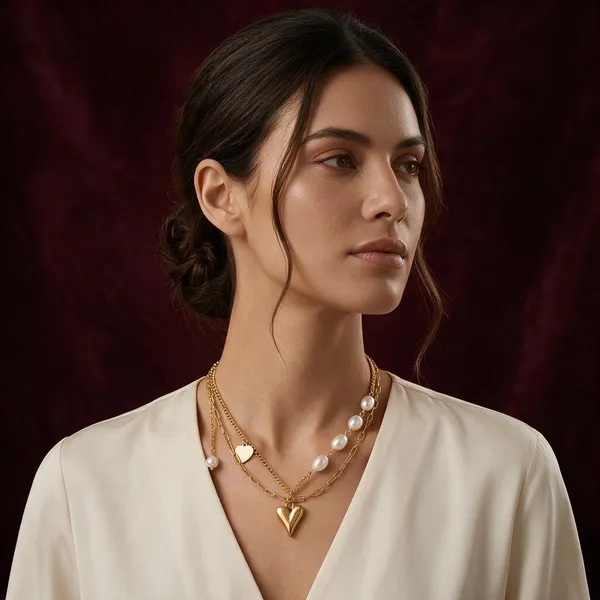 Gold_Alloy_Layered_Pearl_Heart_Necklace_For_Women