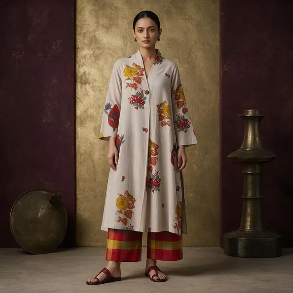Beige_Cotton_Silk_Floral_Print_Straight_Kurta_Set_For_Women