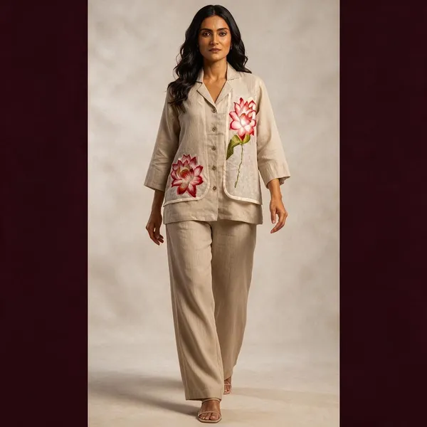 Beige_Cotton_Floral_Embroidered_Relaxed_Fit_Co-Ord_Set_For_Women
