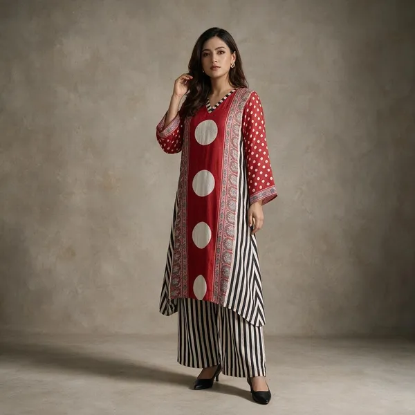 Red_Rayon_Cotton_Printed_Kurta_Palazzo_Set_For_Women