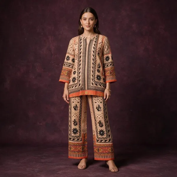 Peach_Rayon_Printed_Relaxed_Fit_Kurta_Palazzo_Set_For_Women